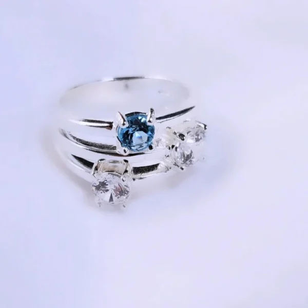 Swarovski Brilliance in Blue Topaz Sterling Silver Ocean Ring