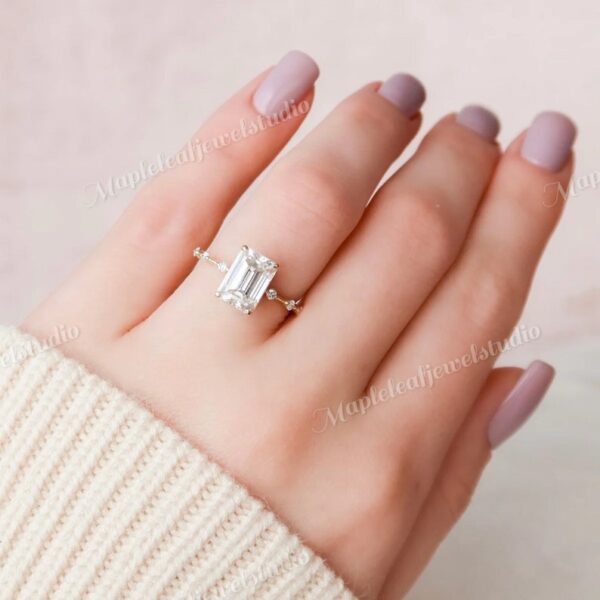 Emerald Cut Moissanite Ring