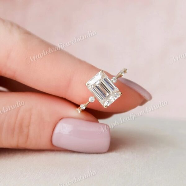 Emerald Cut Moissanite Ring